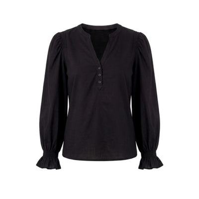 Liverpool Los Angeles - Womens 3/4 Slv Knit-to-Woven Top with Smocking
