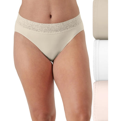 Hanes - Womens Bali Modern Seamless Lace Trim Hi Cut Underwear 3-Pack