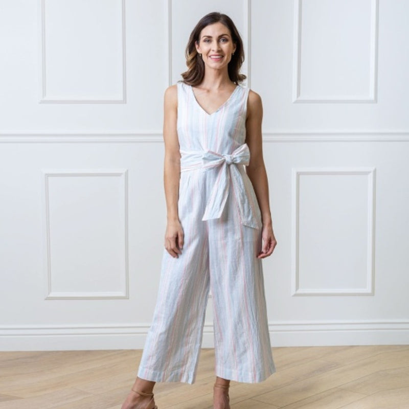 Hope & Henry - Womens Tie-Waist Wide Leg Jumpsuit