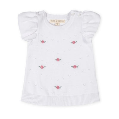 Hope & Henry - Girls Organic Ruffle Sleeve Pointelle Sweater