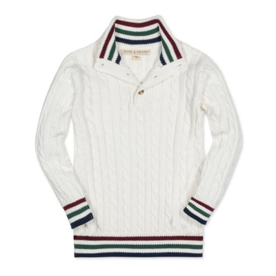 Hope & Henry - Boys Organic Mock Neck Cable Sweater