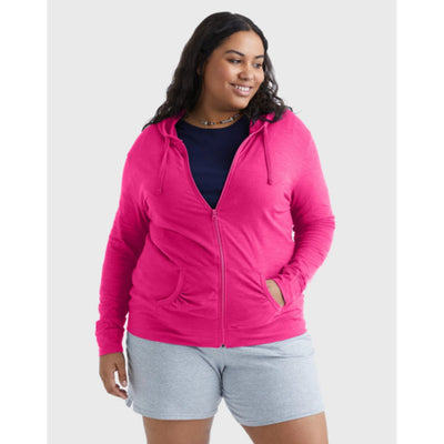 Hanes - Womens Just My Size Womens Full-Zip Slub Hoodie (Plus Size)