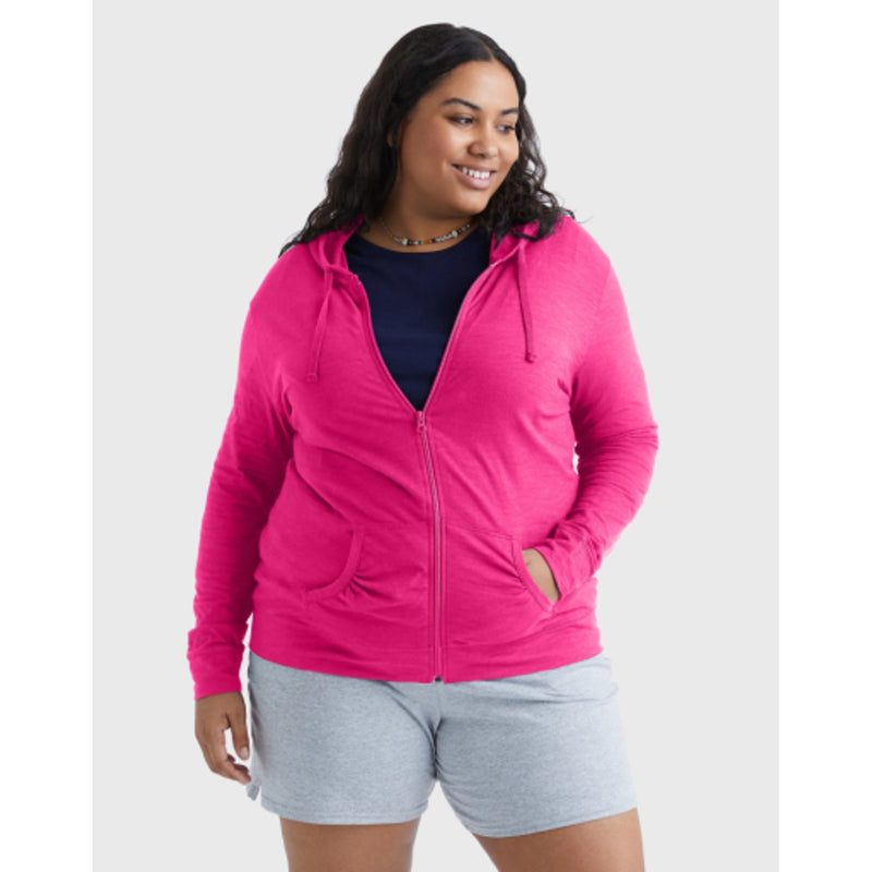 Hanes - Womens Just My Size Womens Full-Zip Slub Hoodie (Plus Size)