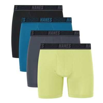 Hanes - Mens Moves Ultimate Mens Anti-Chafe Boxer Brief Underwear Total Support Pouch X-Temp Assorted 4-Pack 6