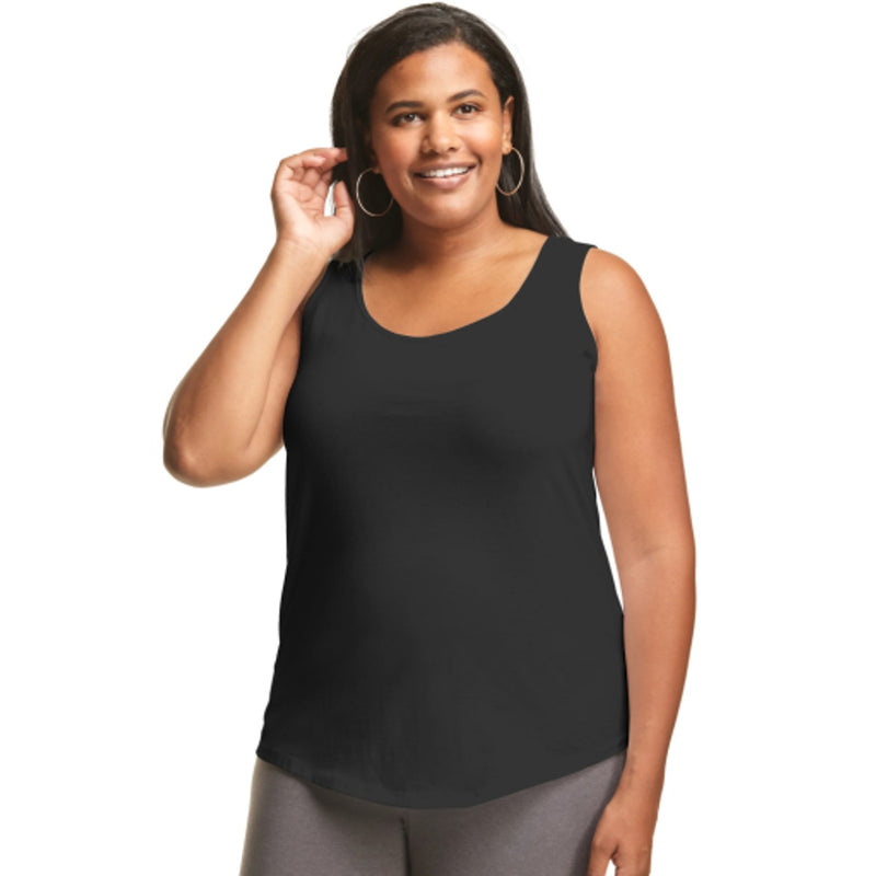 Hanes - Womens Just My Size Women’S Cotton Jersey Tank Shirttail Hem (Plus Size)