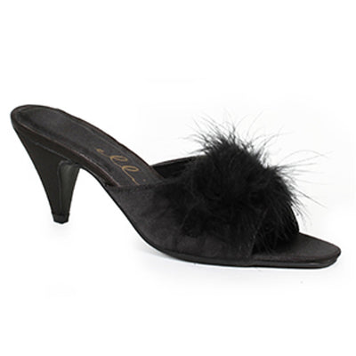 Ellie Shoes - 2.5" Heel Satin Maribou Slippers