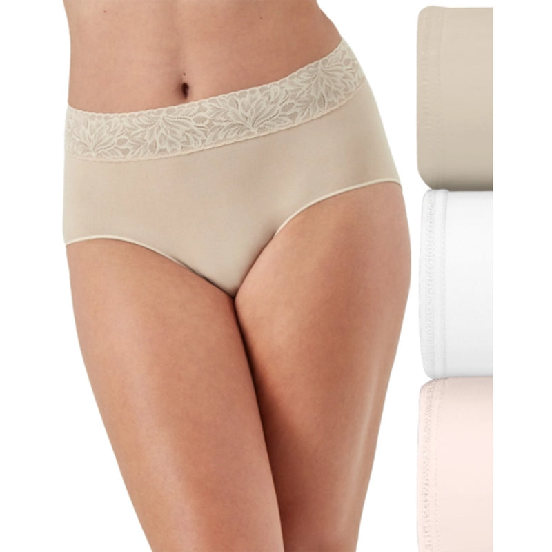 Hanes - Womens Bali Modern Seamless Lace Trim Brief Underwear 3-Pack