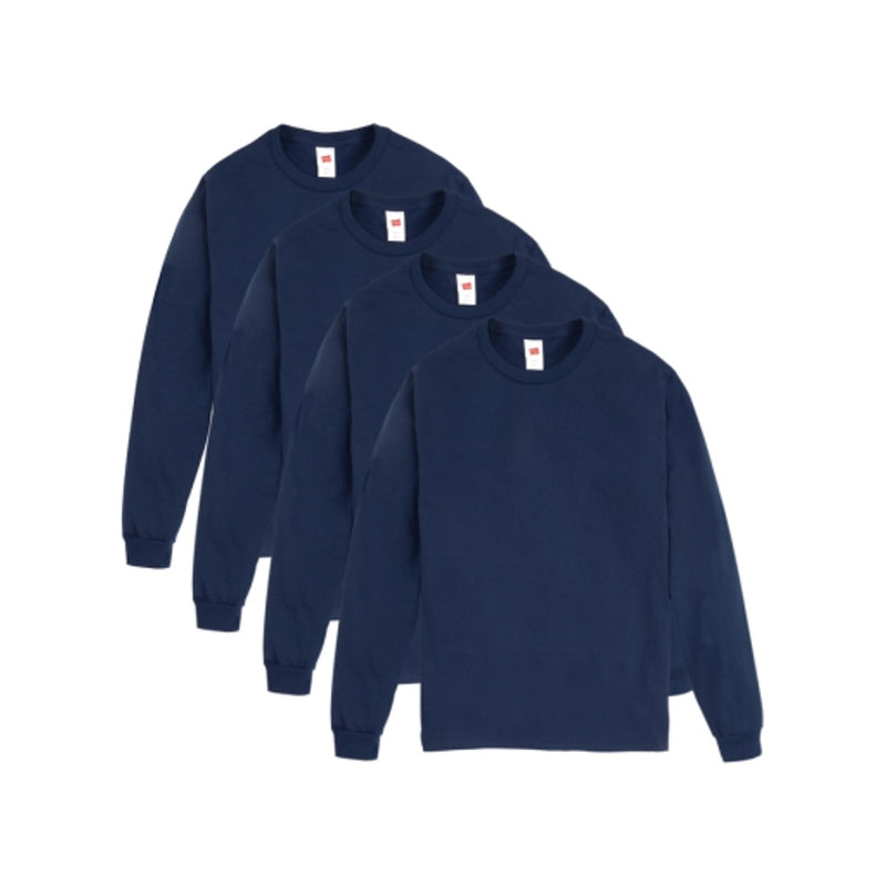 Hanes - Mens Essentials Mens Cotton Long Sleeve T-Shirt Value 4-Pack