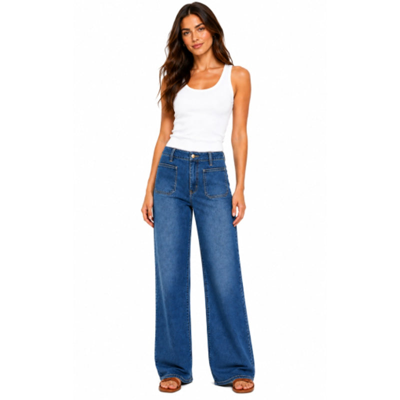 1822 Denim - Womens 32" Patch Pocket Wide Leg Jean