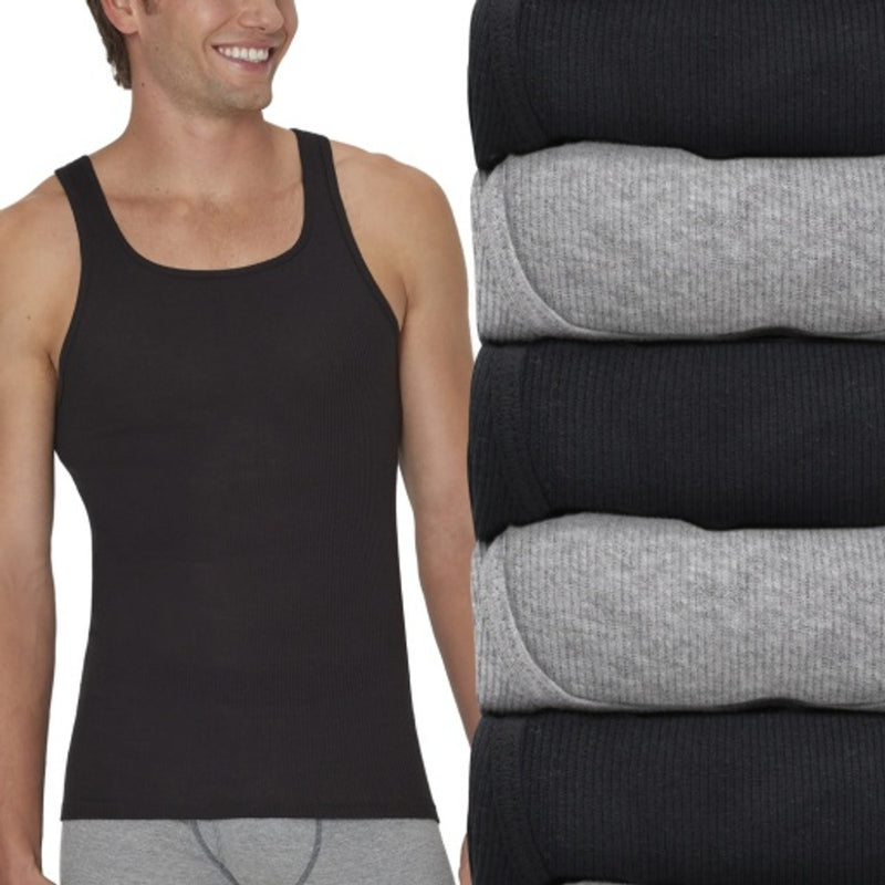 Hanes - Mens Ultimate Mens Tank Undershirts Pack 5-Pack Comfortsoft Cotton Tank Tops Moisture-Wicking