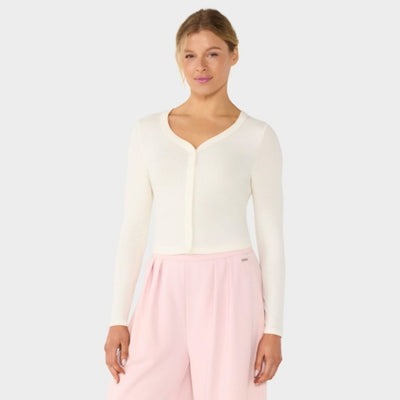 Thirty Three Threads - Unisex Fitted Rib Cardigan Coconut