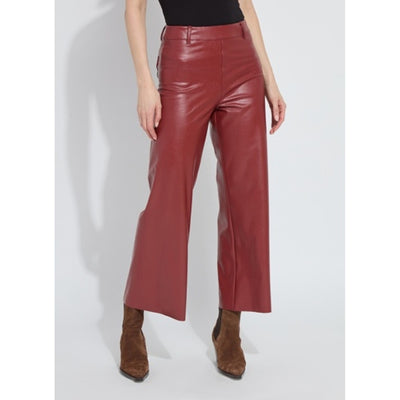 Lysse - Womens Hi Waist Vegan Leather Wide Leg