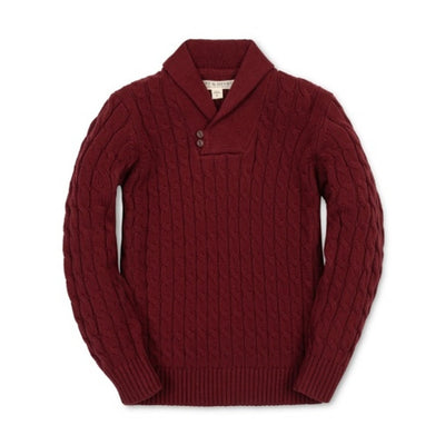 Hope & Henry - Boys Organic Shawl Collar Cable Sweater