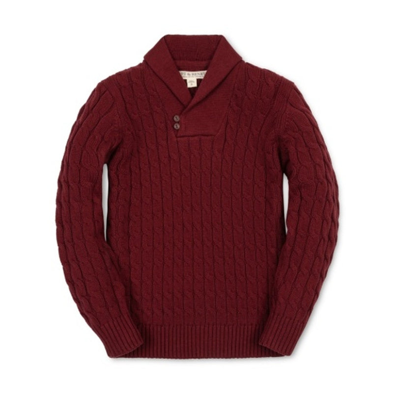 Hope & Henry - Boys Organic Shawl Collar Cable Sweater