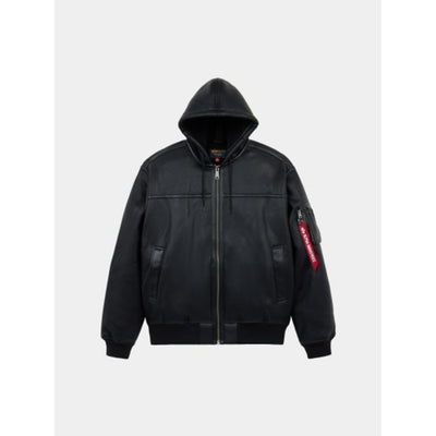 Alpha Industries - Mens Ma-1 Hooded Relaxed Fit Flight Jacket (Faux Lthr)