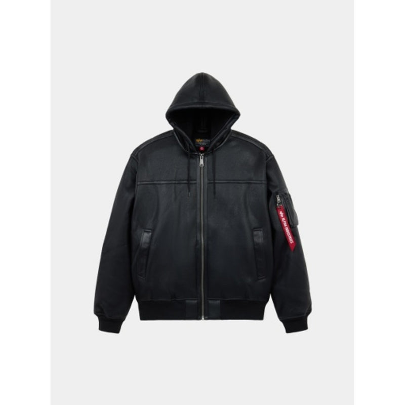 Alpha Industries - Mens Ma-1 Hooded Relaxed Fit Flight Jacket (Faux Lthr)