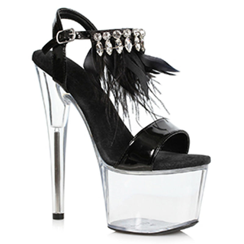 Ellie Shoes - 7" Feather and Rhinestone Sandal