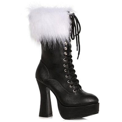 Ellie Shoes - 5.5” Heel Women’S Santa Boot with Laces & Faux Fur
