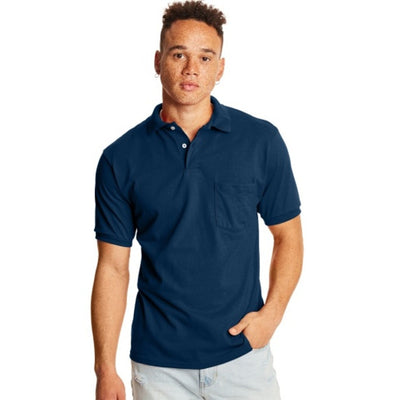 Hanes - Mens Ecosmart Mens Pocket Polo Shirt 2-Pack