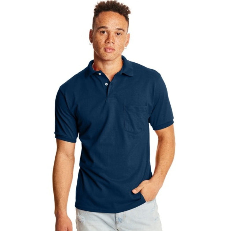 Hanes - Mens Ecosmart Mens Pocket Polo Shirt 2-Pack