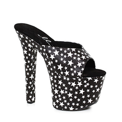 Ellie Shoes - 7" Heel Mule Sandal with Star Print