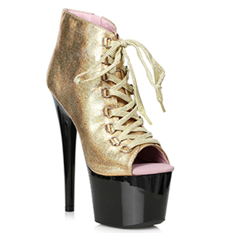 Ellie Shoes - 7" Peeptoe Shimmer Bootie