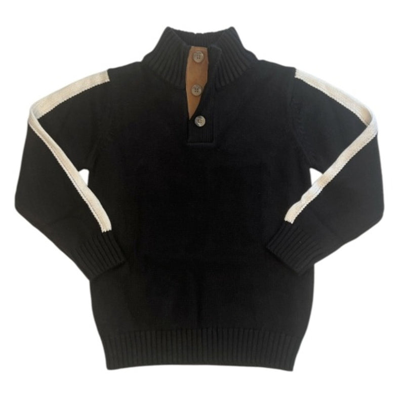 Hope & Henry - Boys Organic Mock Neck Sleeve Stripe Sweater
