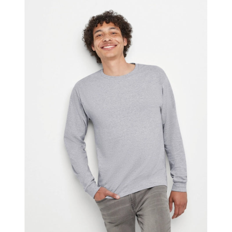 Hanes - Mens Essentials Mens Cotton Long Sleeve T-Shirt 2-Pack