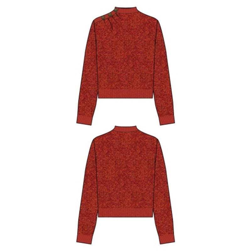 Liverpool Los Angeles - Womens Long Slv Mock Neck Sweater with Buttons