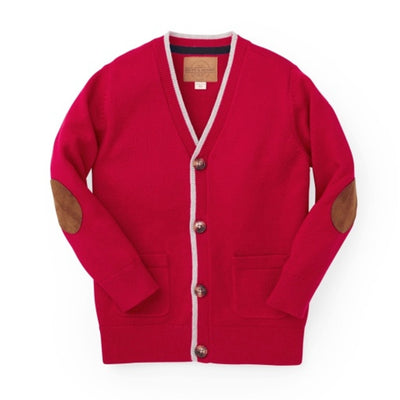 Hope & Henry - Boys Tipped Organic Cardigan with Elbow Patches