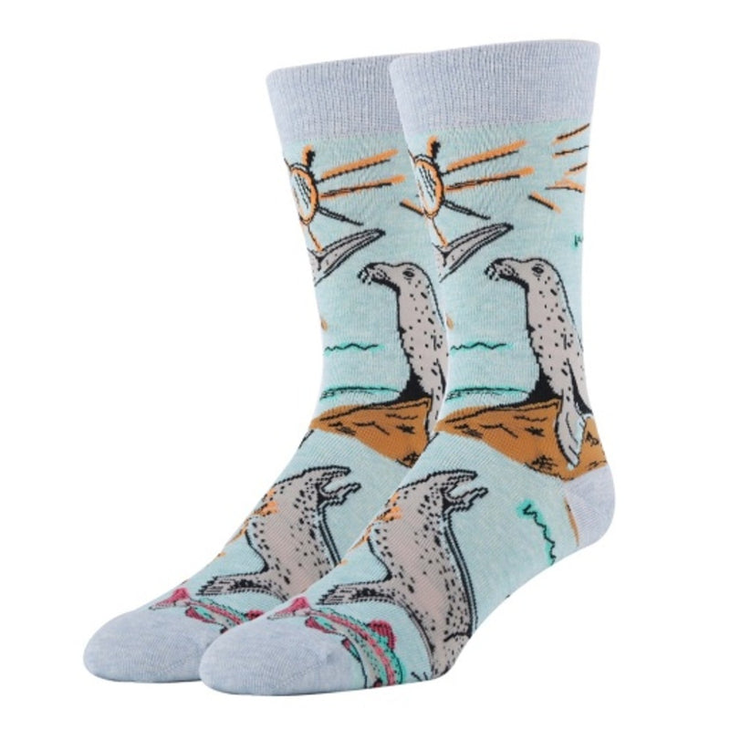 Oooh Yeah - Mens Harbor Seal-Aquatic-Mens Crew Socks