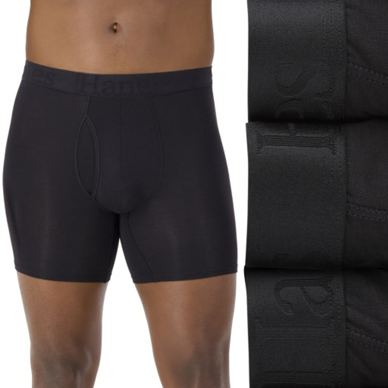 Hanes - Mens Originals Ultimate Mens Supersoft Boxer Brief Underwear, Black, 3-Pack