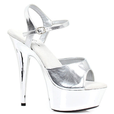 Ellie Shoes - 6" Peeptoe Chrome Stiletto Sandal