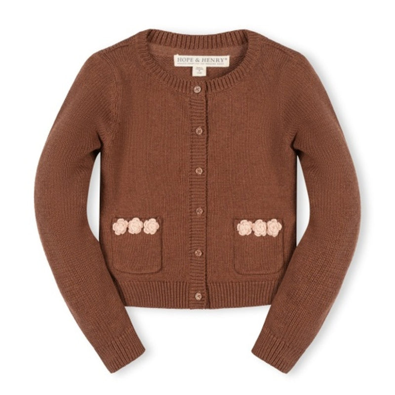 Hope & Henry - Girls Organic Rosette Pocket Cardigan