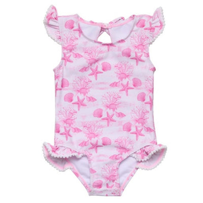 Snapper Rock - Girls Pink Lagoon Frill Swimsuit