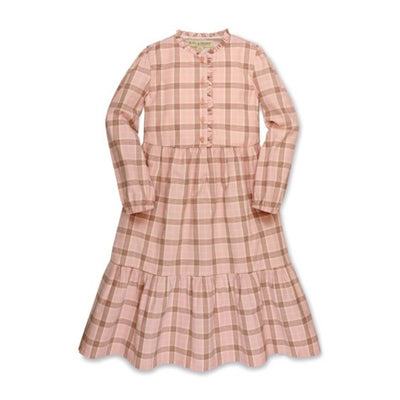 Hope & Henry - Girls Tiered Ruffle Neck Dress Made with Organic Cotton