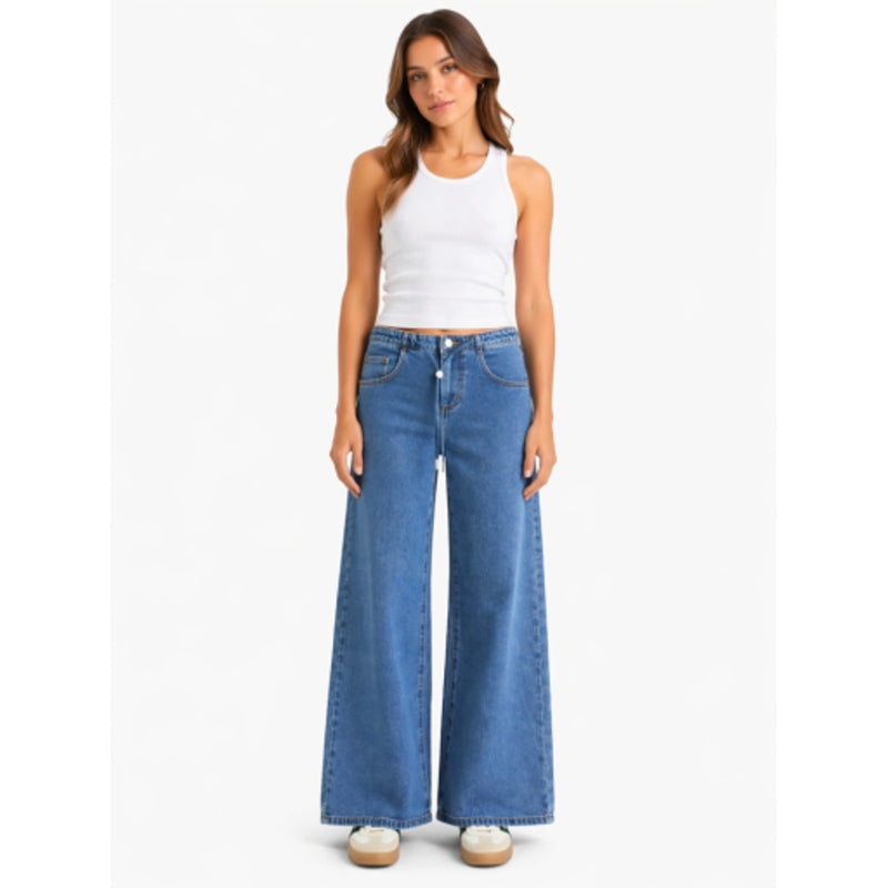 1822 Denim - Womens 32" No Waistband Mid-Rise Wide Leg Jean