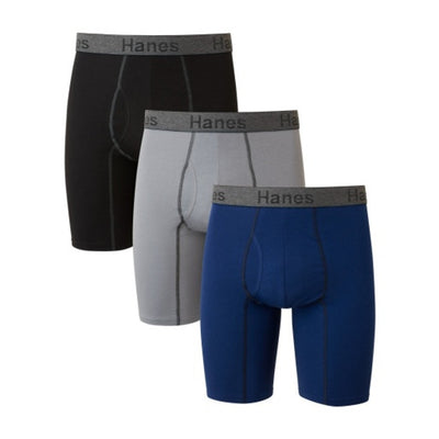 Hanes - Mens Comfort Flex Fit Mens Long Leg Boxer Brief Underwear Moisture-Wicking 3-Pack