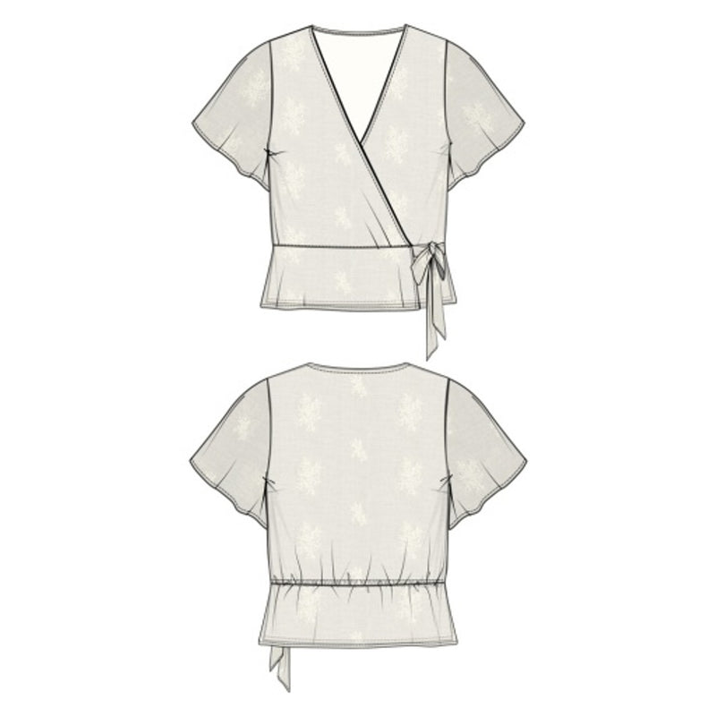 Liverpool Los Angeles - Womens Short Sleeve Wrap Front Woven Top with Tie