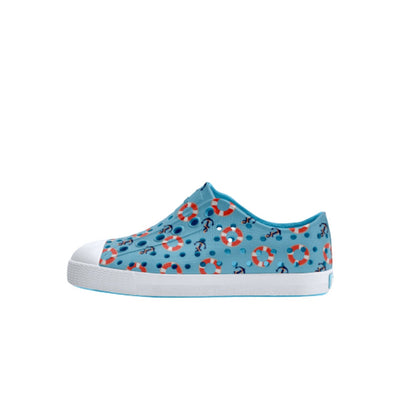 Native Shoes - Unisex Jefferson Print Kids - Aquarius Blue/ Shell White/ Anchors