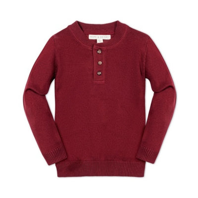 Hope & Henry - Boys Organic Sweater Henley with Elbow Patches