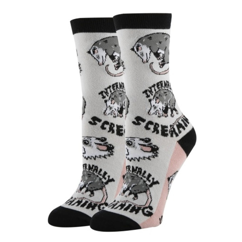 Oooh Yeah - Womens Crew Socks Stressed Opossum