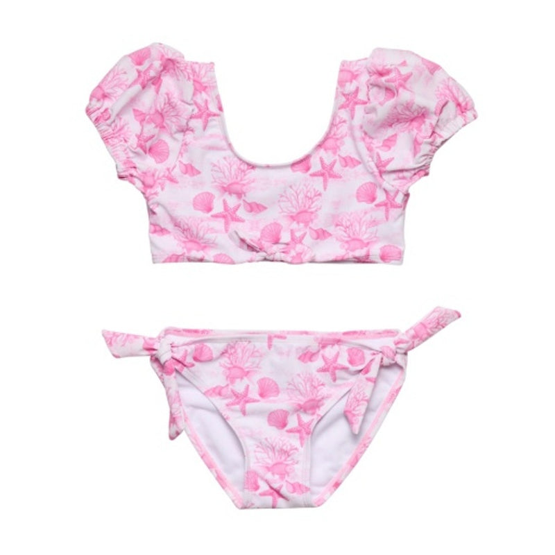 Snapper Rock - Girls Pink Lagoon Puff Sleeve Bikini