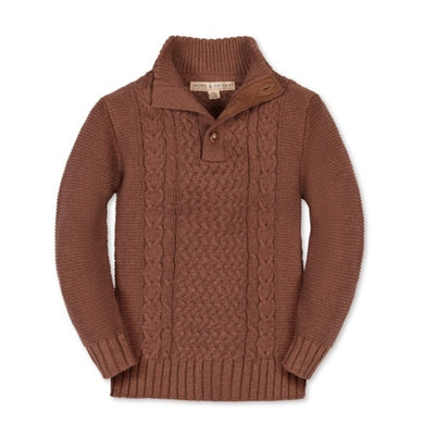 Hope & Henry - Boys Organic Mock Neck Cable Sweater