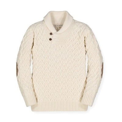Hope & Henry - Boys Shawl Collar Organic Cable Sweater