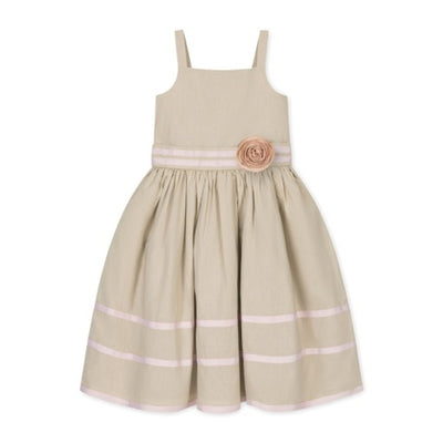 Hope & Henry - Girls Linen Cami Rosette Dress