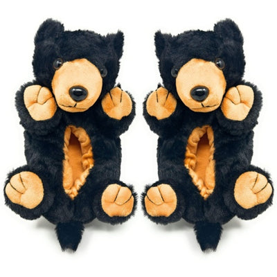 Oooh Yeah - Womens Black Bear Hugs Womens Plush Hugger Slippers