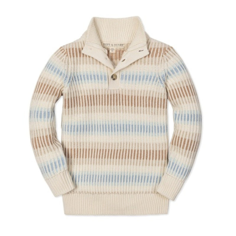 Hope & Henry - Boys Organic Mock Neck Stripe Sweater