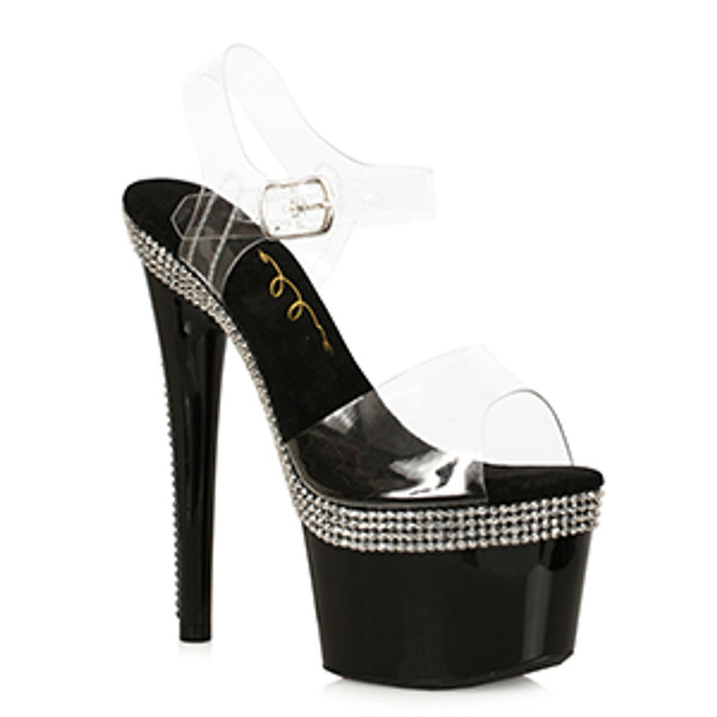 Ellie Shoes - 7" Pointed Stiletto Sandal W/Rhinestones on Platform