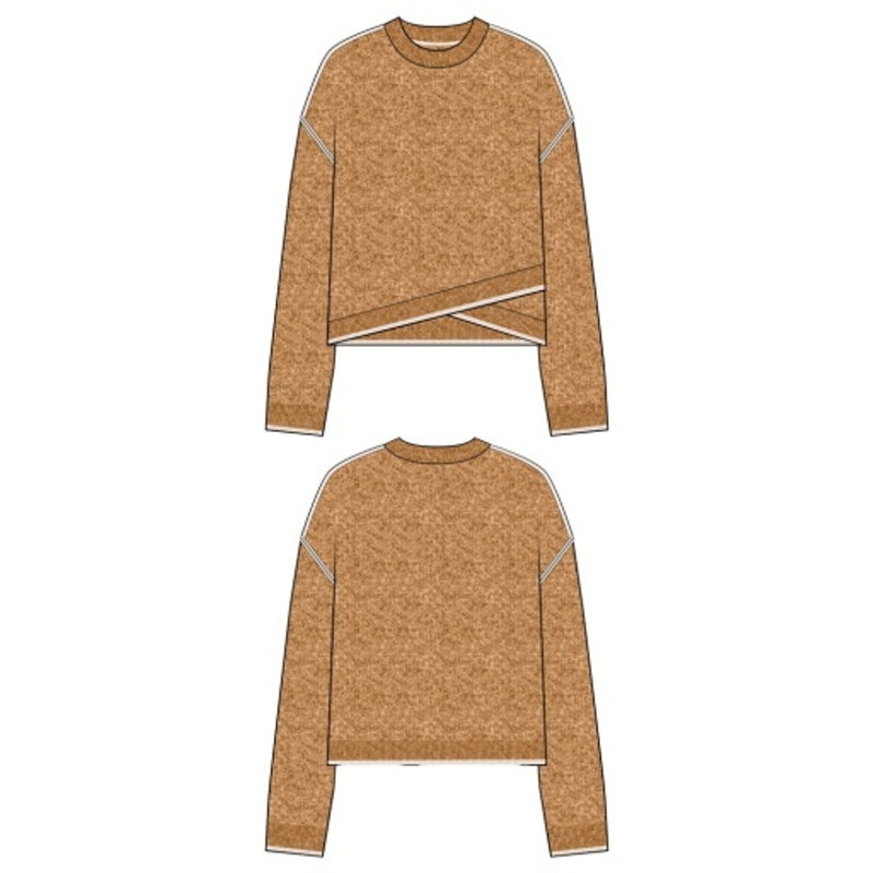Liverpool Los Angeles - Womens Long Slv Crewneck Sweater with Cream Tulip Hem